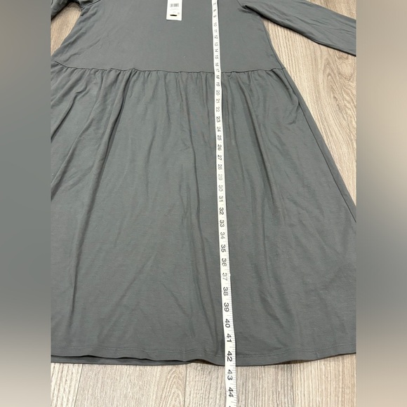 SOLD- NWT Eileen Fisher Midi Dress Fine Jersey Shirred Gray Women’s Size small - Picture 9 of 16